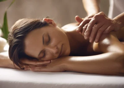 Mujer recibiendo un masaje relajante en spa